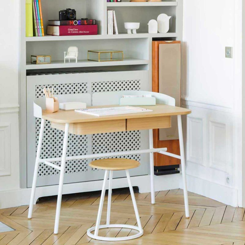 White and wood designer desk