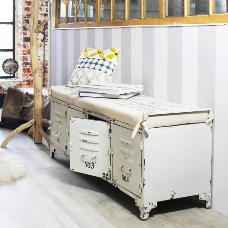 Industrial style entry bench