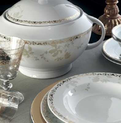 yellow gilded kutahya porcelain dinner set