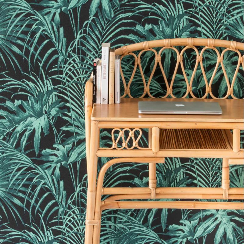 Rattan table for retro decor