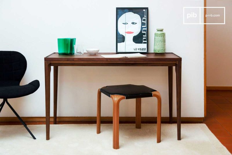 Walnut console used as a vintage table