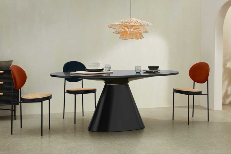 Black table for contemporary dining room