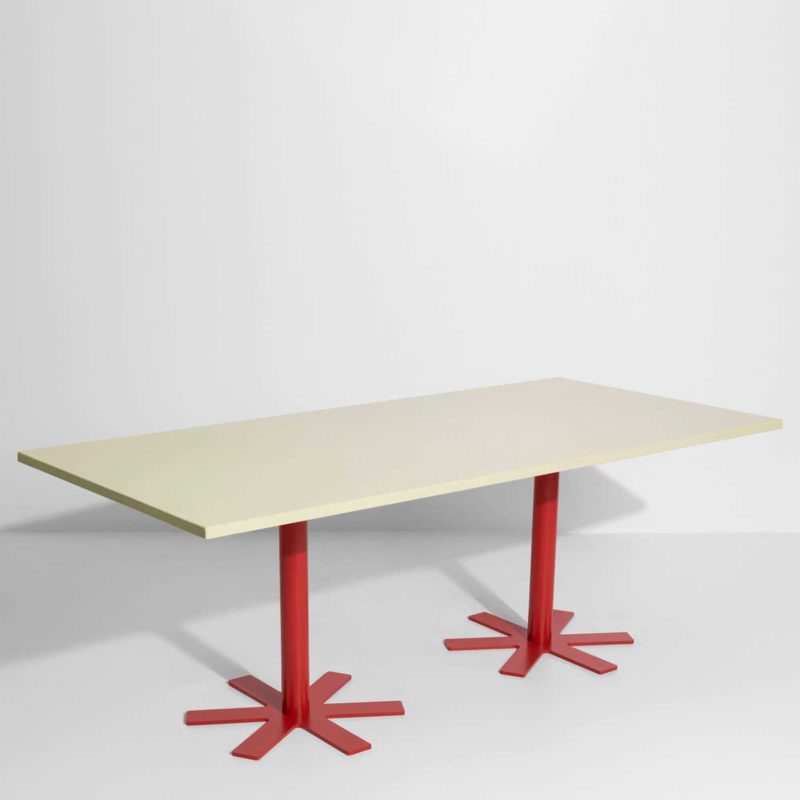 Modern table with red legs