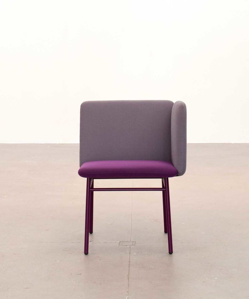 Designer chair in purple fabric