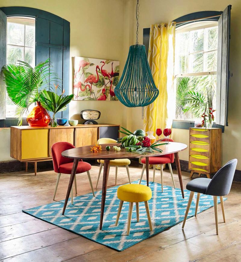 Colorful fabric chairs