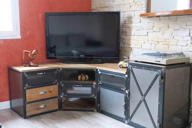 Corner industrial TV cabinet