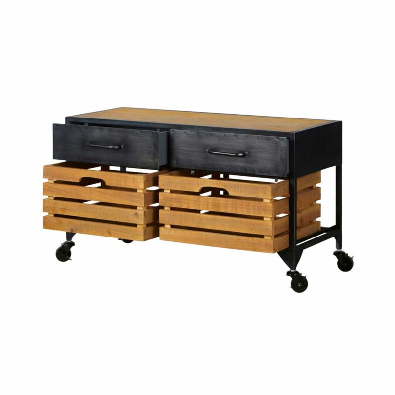 Industrial bench with shoe storage compartment