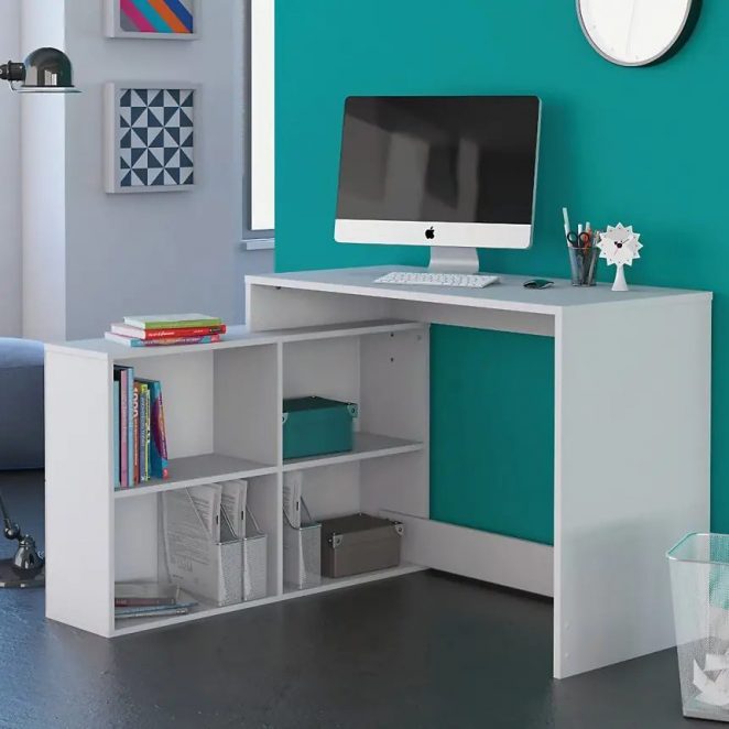 This space-saving corner desk allows you to have a truly practical and organised office space to work in.