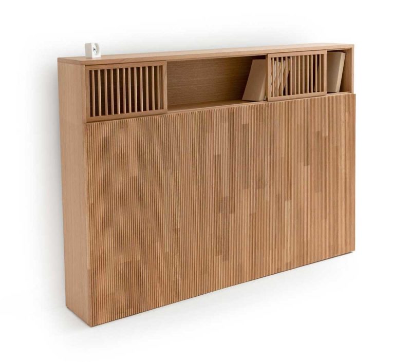 Contemporary design oak shelf headboard