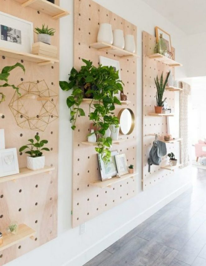 Choose a pegboard to place your books as your decoration 