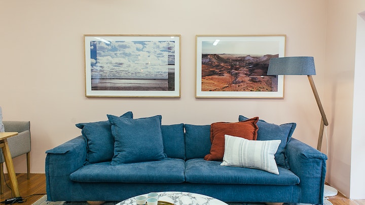 living room with light colored walls