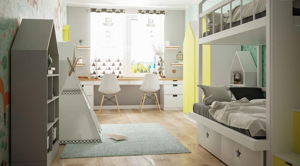 6 Tips for Designing Better Kids Rooms. Yellow wardrobe and pastel colored room