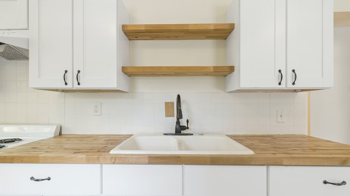 white and light wooden kitchen