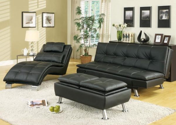 black furniture in a good room