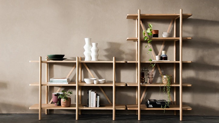 Wooden shelves