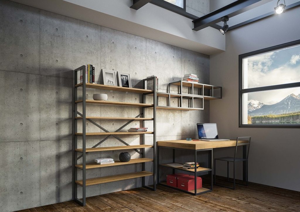 industrial style wall bookcase