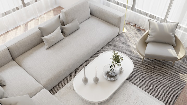 light colored sofa in living room