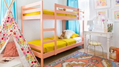 Modern interiors of children's rooms with bunk beds