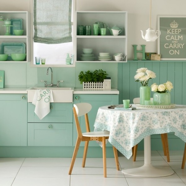 Mint green kitchen