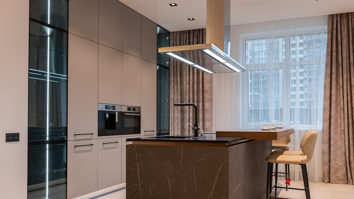 kitchen island with high stools