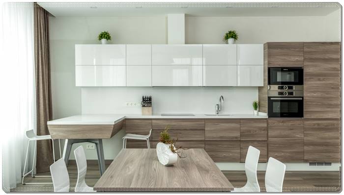 wood and white kitchen